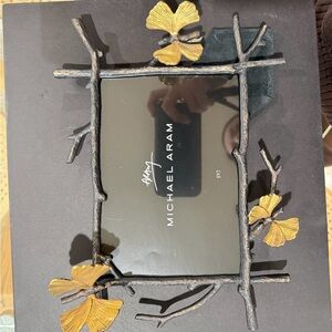 Michael Aram Black and Gold ginko butterfly Frame 5x7 new with box